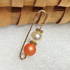 Faux Pearl Brooch Pins Rhinestone Cardigan Brooch Beads Buckle Pin