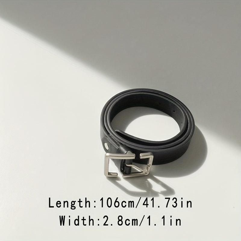 Rectangular Pin Buckle PU Leather Belt for Women