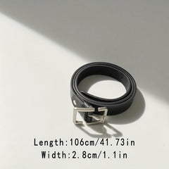 Rectangular Pin Buckle PU Leather Belt for Women