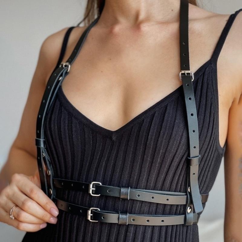 PU Leather Harness Belt for Women Gothic Body Belt