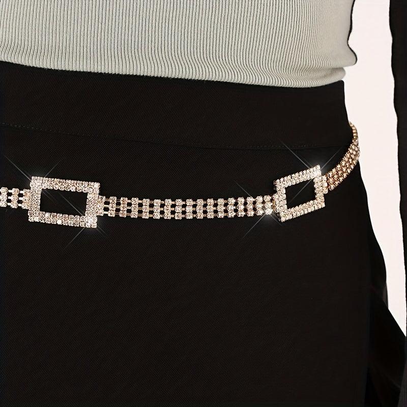 Rhinestone Waist Chain Stylish Tassel Belly Chain