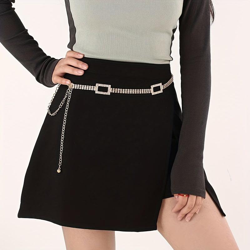 Rhinestone Waist Chain Stylish Tassel Belly Chain