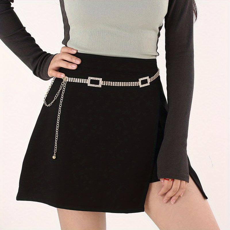 Rhinestone Waist Chain Stylish Tassel Belly Chain
