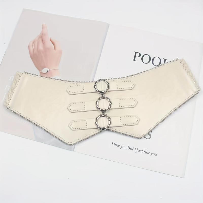 3 Buckle Elastic Wide Belt Women Corset Waistband