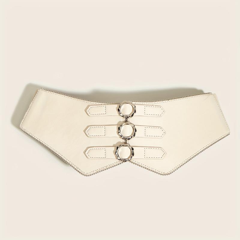 3 Buckle Elastic Wide Belt Women Corset Waistband