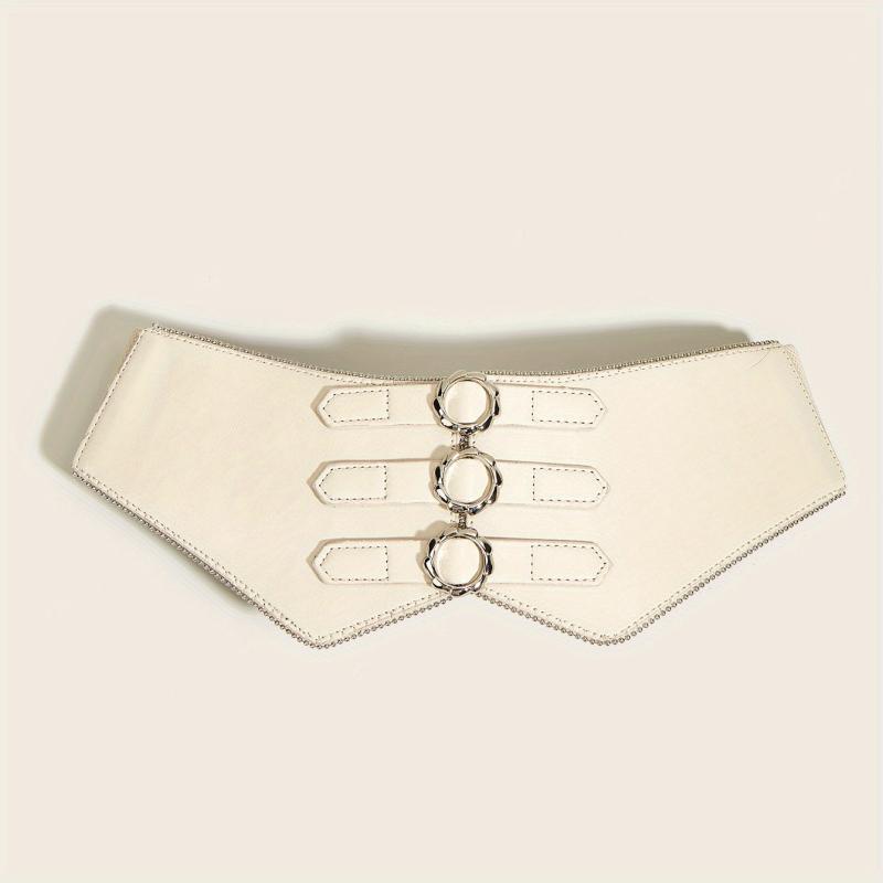 3 Buckle Elastic Wide Belt Women Corset Waistband