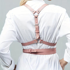 Pink Adjustable PU Harness Belt for Music Dance Club