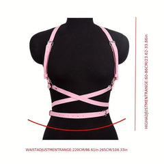 Pink Adjustable PU Harness Belt for Music Dance Club