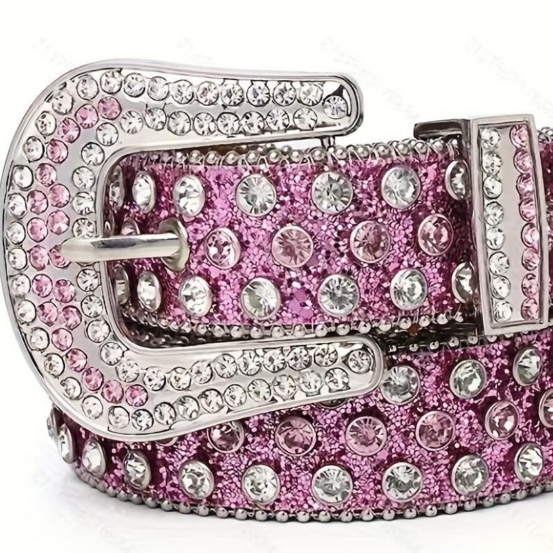 Sparkling Rhinestone Hip Hop PU Leather Cowgirl Belt