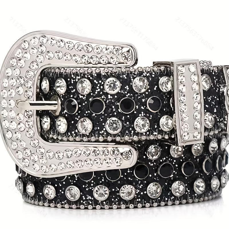 Sparkling Rhinestone Hip Hop PU Leather Cowgirl Belt