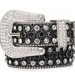 Sparkling Rhinestone Hip Hop PU Leather Cowgirl Belt