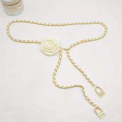 Flower Decor Waist Chain & Braided Metal Dress Girdle For Women