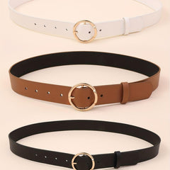 3pcs Round Pin Buckle Belt Casual Jeans Pants Belts