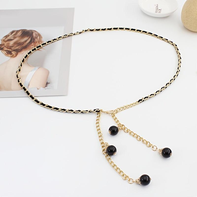Faux Pearl Waist Chain Dress Accessories Metal Belt