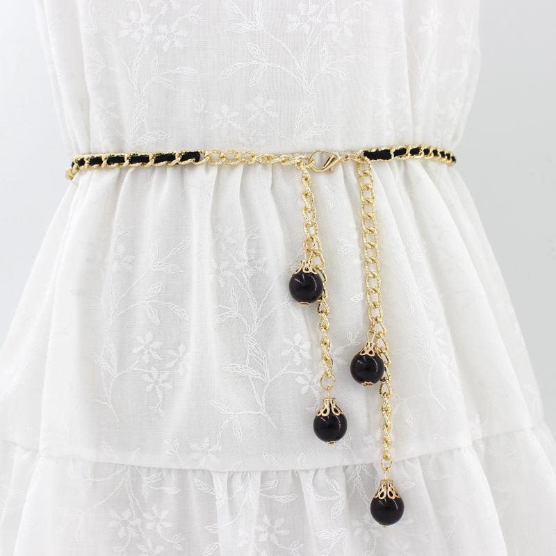 Faux Pearl Waist Chain Dress Accessories Metal Belt