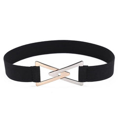 Triangle Alloy Buckle Belts Wide Elastic Waist Stretch Women Belt