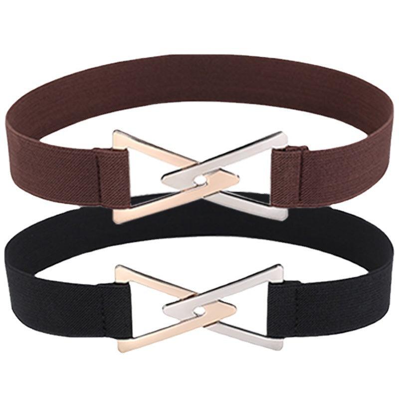 Triangle Alloy Buckle Belts Wide Elastic Waist Stretch Women Belt