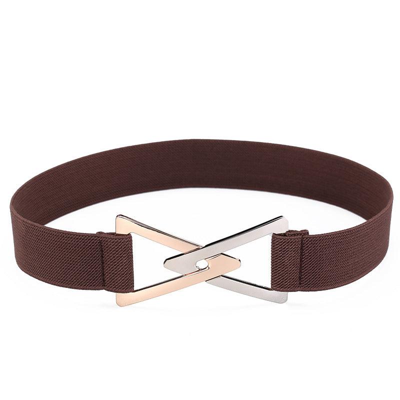 Triangle Alloy Buckle Belts Wide Elastic Waist Stretch Women Belt