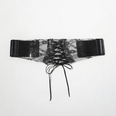 Transparent Lace Corset Belt Bowknot Floral Waistband Cinch Waspie Belts
