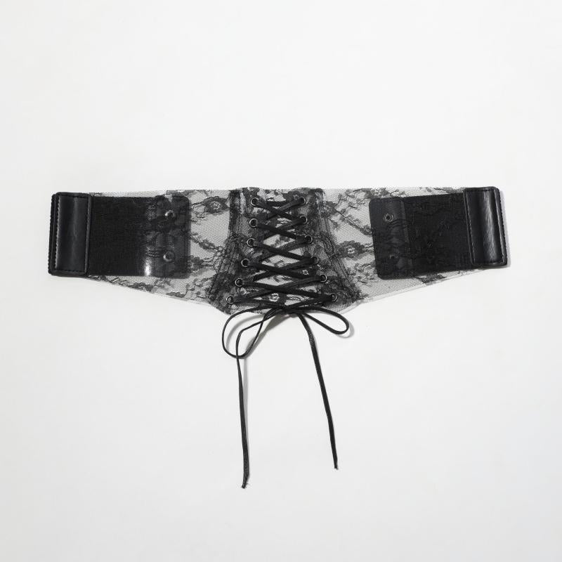 Transparent Lace Corset Belt Bowknot Floral Waistband Cinch Waspie Belts