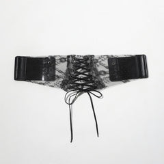 Transparent Lace Corset Belt Bowknot Floral Waistband Cinch Waspie Belts