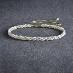 Faux Pearl Braided Belt Crystal Tassel Metal Waistband Decorative Dress Girdle