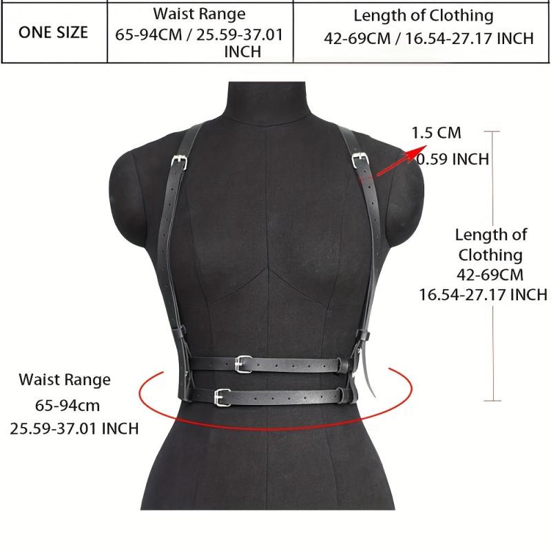 Punk PU Leather Harness Belt Double Layer Pin Buckle Waistband Corset Suspenders