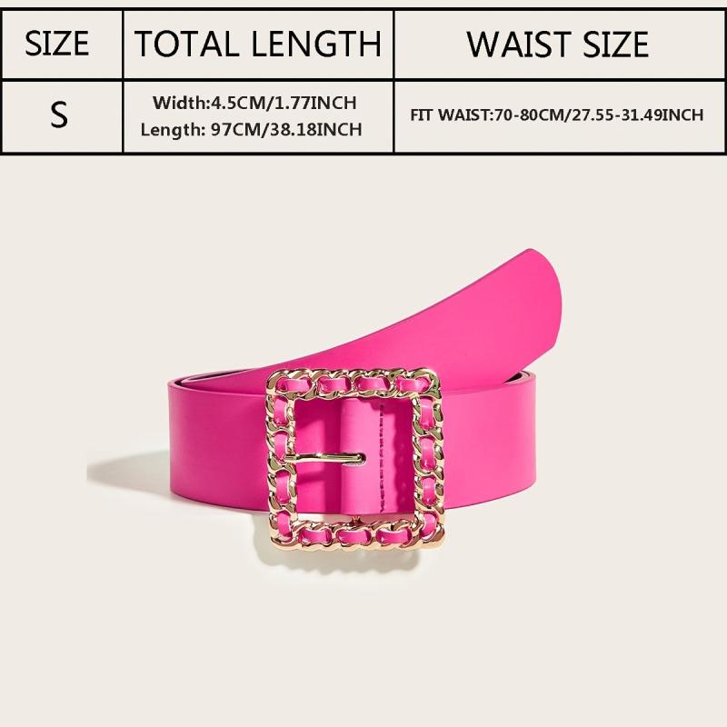 Wide Pink PU Leather Belt Square Buckle Y2K Women's Coat Dress