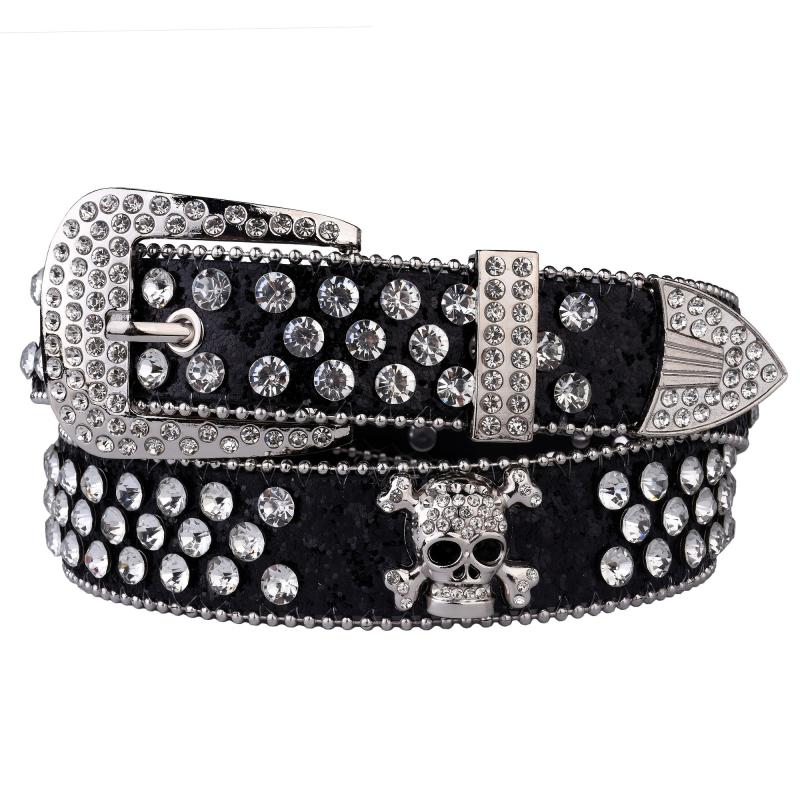 Skull Rhinestone Studded Belt For Women Girls