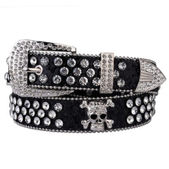 Skull Rhinestone Studded Belt For Women Girls