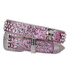 Skull Rhinestone Studded Belt For Women Girls