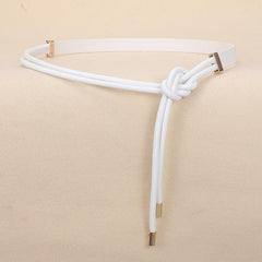 Vintage Thin Knotted Belt PU Leather Outerwear Belts for Women