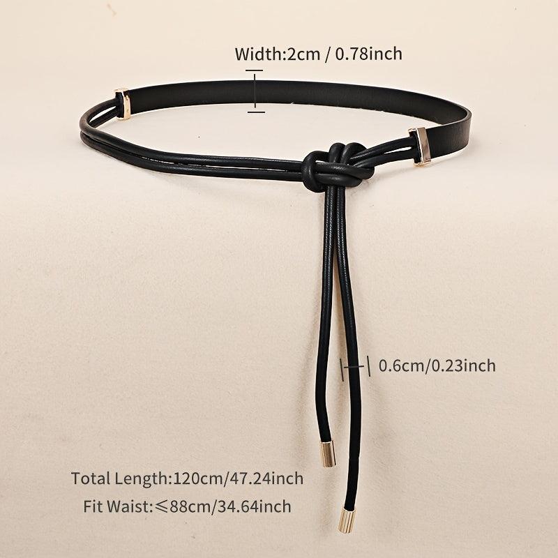Vintage Thin Knotted Belt PU Leather Outerwear Belts for Women