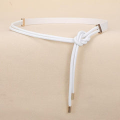 Vintage Thin Knotted Belt PU Leather Outerwear Belts for Women