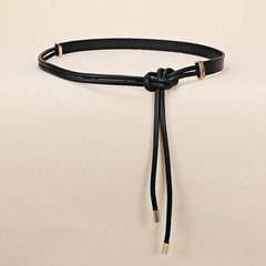 Vintage Thin Knotted Belt PU Leather Outerwear Belts for Women