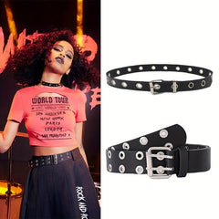 Punk Rivet PU Belts Hip Hop Dress Skirt Jeans Belts Gothic Hollow Belts