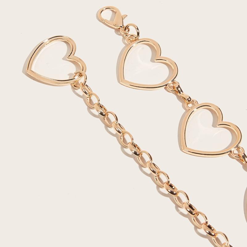 Metal Heart Waist Chain Belts for Women Adjustable Body Waistband