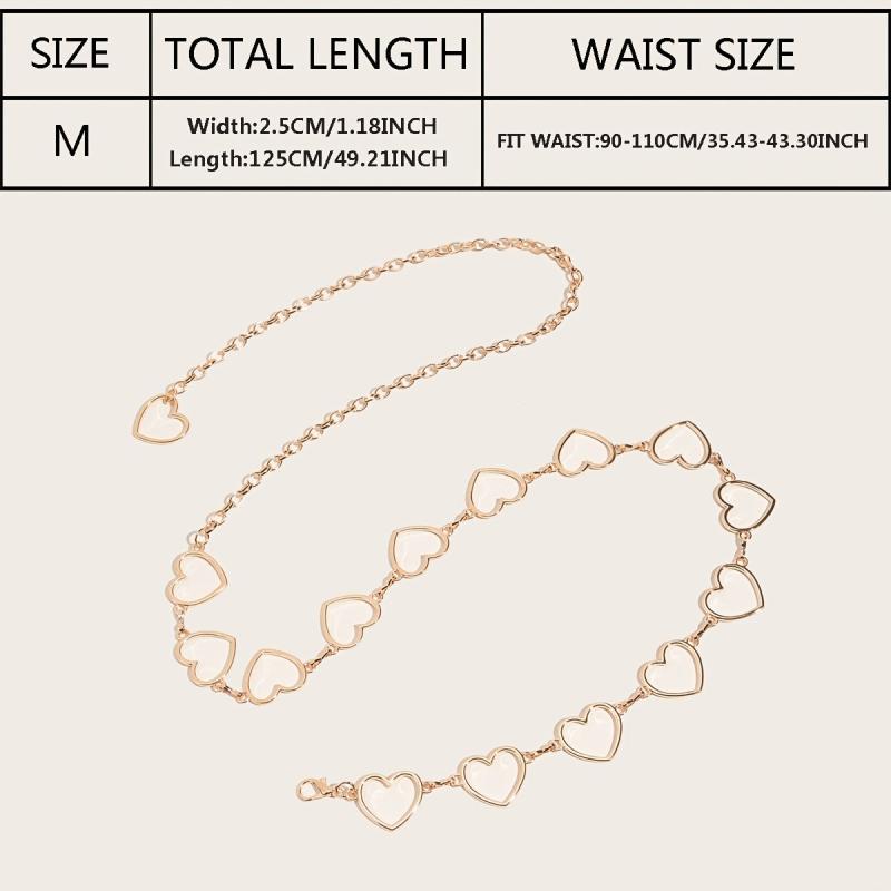 Metal Heart Waist Chain Belts for Women Adjustable Body Waistband