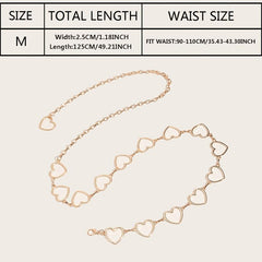 Metal Heart Waist Chain Belts for Women Adjustable Body Waistband