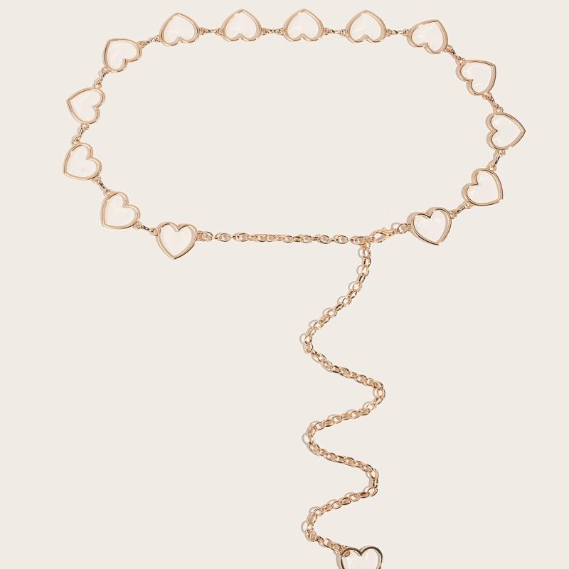 Metal Heart Waist Chain Belts for Women Adjustable Body Waistband