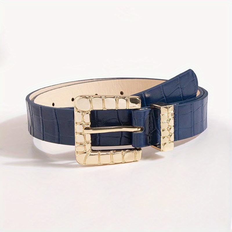 Stone Pattern Belt PU Leather Jeans Pants Dress Girdle Women