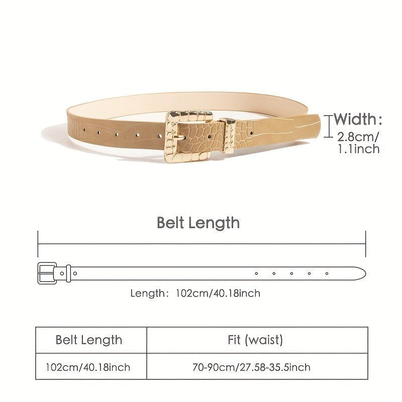 Stone Pattern Belt PU Leather Jeans Pants Dress Girdle Women