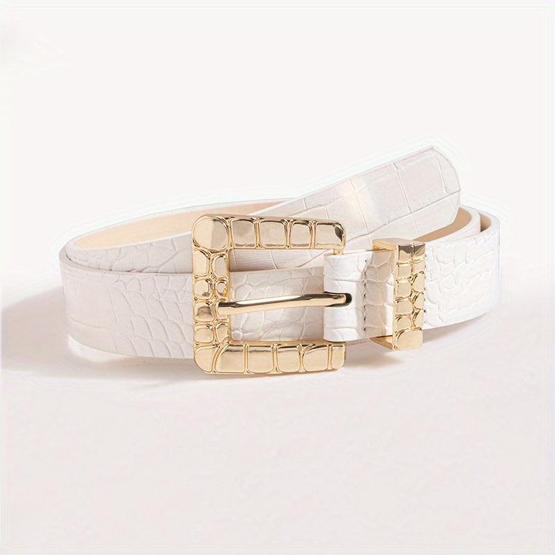 Stone Pattern Belt PU Leather Jeans Pants Dress Girdle Women