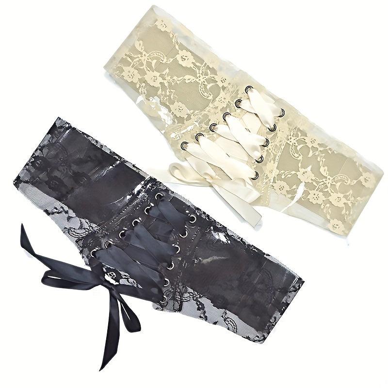 Women's Lace Up Corset Elastic Waist Belt