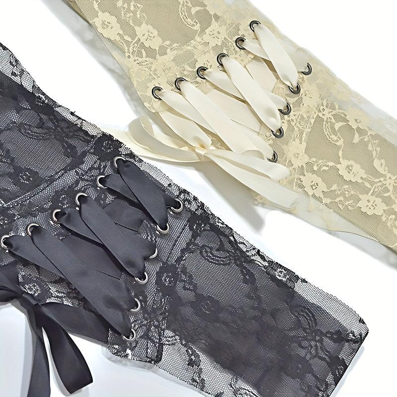 Women's Lace Up Corset Elastic Waist Belt