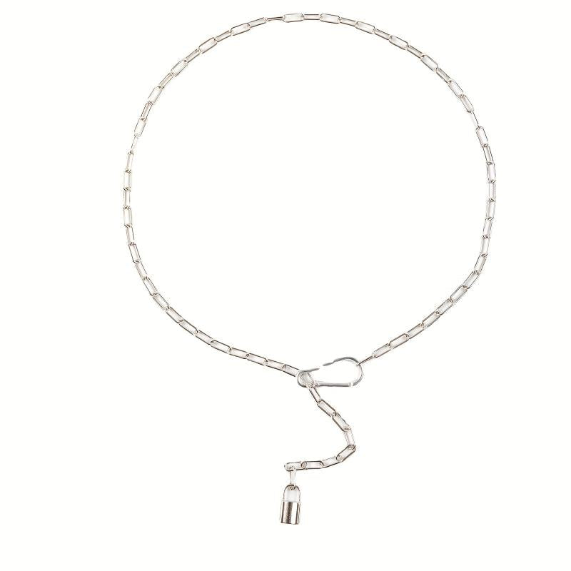 Punk Metal Waist Chain Hip Hop Hollow Belly Chain Lock Pendant