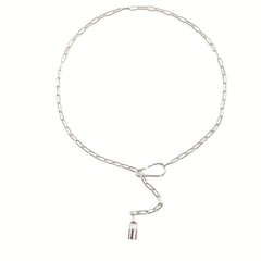 Punk Metal Waist Chain Hip Hop Hollow Belly Chain Lock Pendant