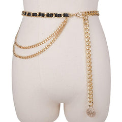 Vintage Leather Chain Belt Women Layered Waist Chain