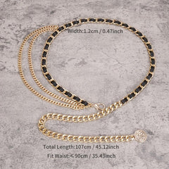 Vintage Leather Chain Belt Women Layered Waist Chain
