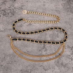 Vintage Leather Chain Belt Women Layered Waist Chain
